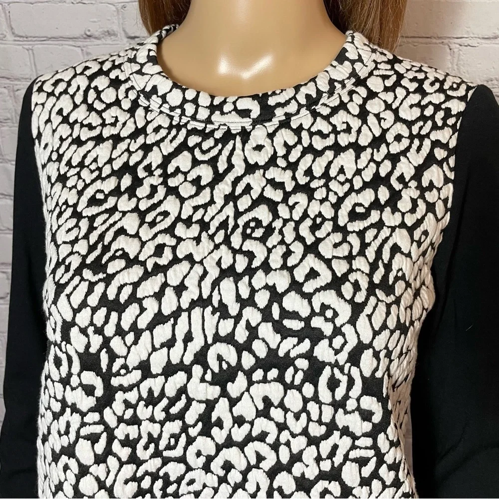 Kate Spade Black Leopard Print To Be Darling Long Sleeve Top Size XS